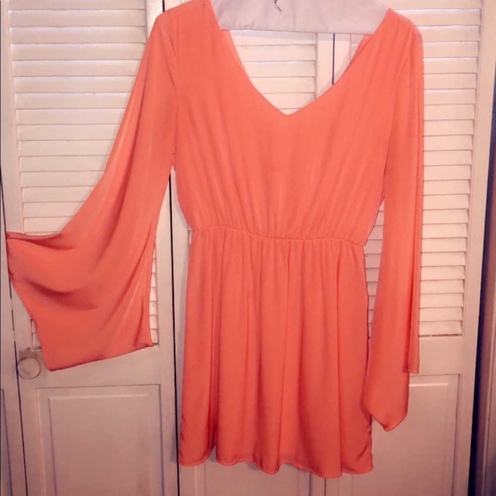 Coral bell sleeve dress